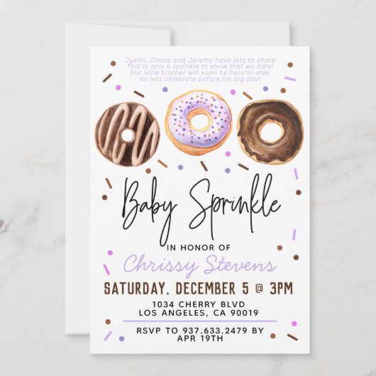 Donut Baby Sprinkle Baby shower Kaart (Voorkant)