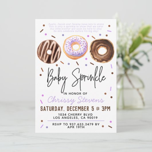 Donut Baby Sprinkle Baby shower Kaart (Staand voorkant)