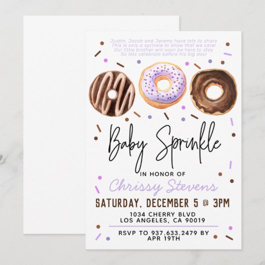 Donut Baby Sprinkle Baby shower Kaart (Voorkant / Achterkant)