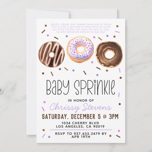 Donut Baby Sprinkle Baby shower Kaart (Voorkant)