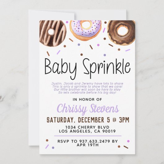 Donut Baby Sprinkle Baby shower Kaart (Voorkant)