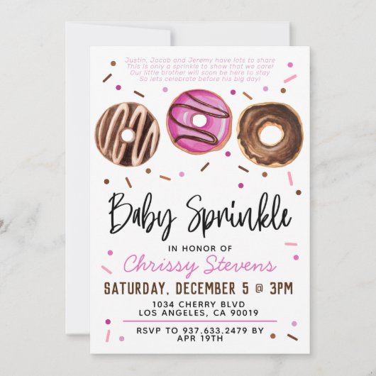 Donut Baby Sprinkle Baby shower Kaart (Voorkant)