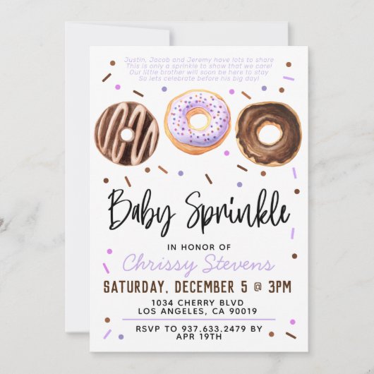 Donut Baby Sprinkle Baby shower Kaart (Voorkant)