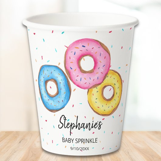 Donut Baby Sprinkle Baby shower Papieren Bekers