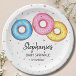 Donut Baby Sprinkle Baby shower Papieren Bordje<br><div class="desc">Deze schattige baby sprinkle papieren borden zijn versierd met waterverf donuts in roze,  blauw en geel. Perfect voor een genderneutraal baby-feest. Gemakkelijk aan te passen. Omdat we ons kunstwerk creëer,  zult u dit exacte afbeelding van andere ontwerpers niet vinden. Originele Waterverf © Michele Davies.</div>