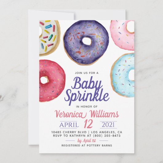 Donut Baby Sprinkle Baby Shower Uitnodiging (Voorkant)