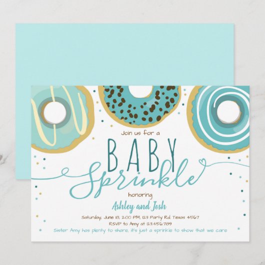 Donut Baby Sprinkle Blue Doughnut Boy Sprinkle Kaart (Voorkant / Achterkant)