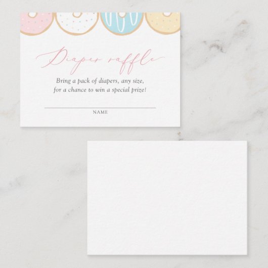 Donut Baby Sprinkle Diaper Raffle Ticket Informatiekaartje (Voorkant / Achterkant)