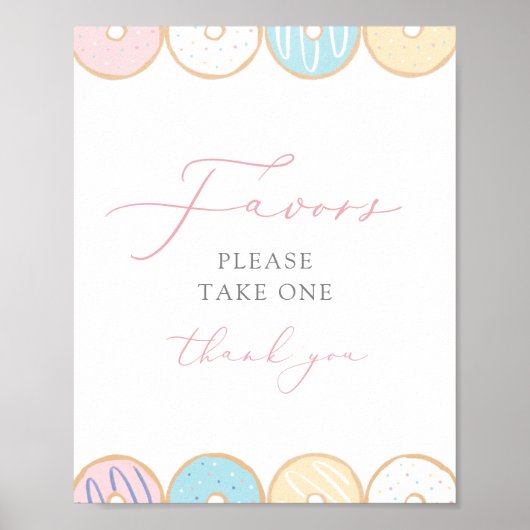 Donut Baby Sprinkle Favors Sign Poster (Voorkant)