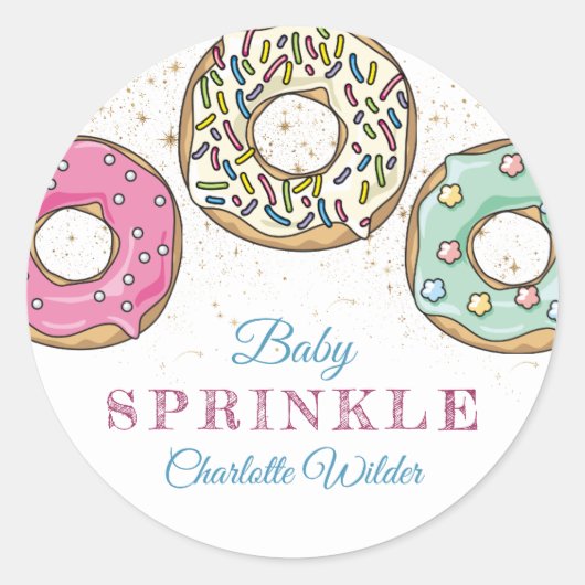 Donut Baby Sprinkle Gender Neutraal Ronde Sticker (Voorkant)