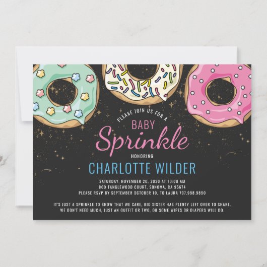 Donut Baby Sprinkle Gender Neutrale Uitnodiging (Voorkant)