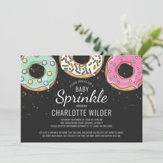 Donut Baby Sprinkle | Genderneutraal Kaart (Staand voorkant)