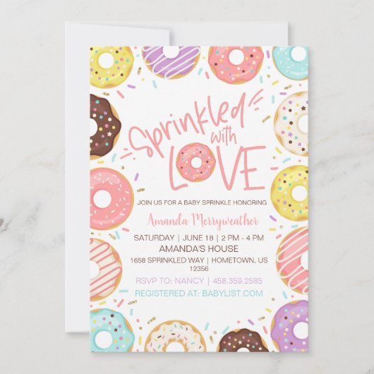 Donut Baby Sprinkle Geprinsd met liefde Kaart (Voorkant)