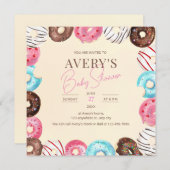 Donut Baby Sprinkle Invitation, Donuts Baby shower Kaart (Voorkant / Achterkant)