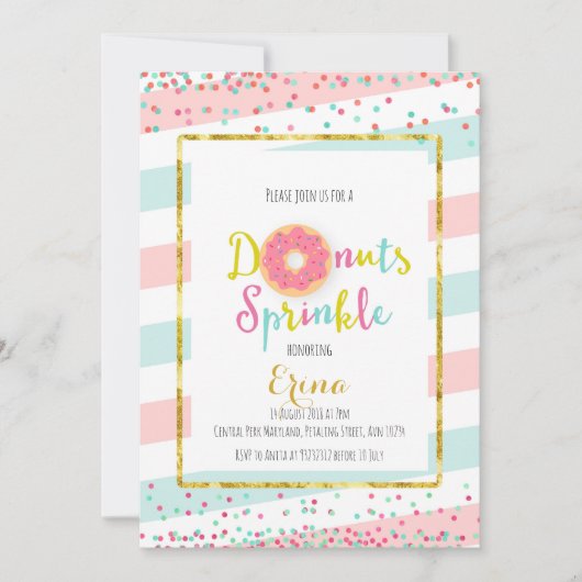 Donut Baby Sprinkle Invitation Kaart (Voorkant)