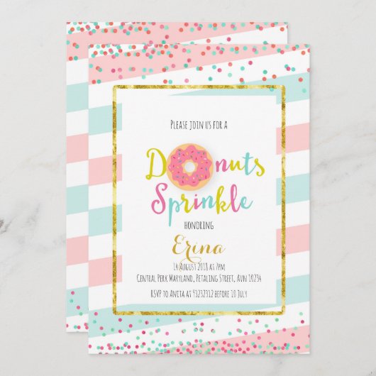 Donut Baby Sprinkle Invitation Kaart (Voorkant / Achterkant)