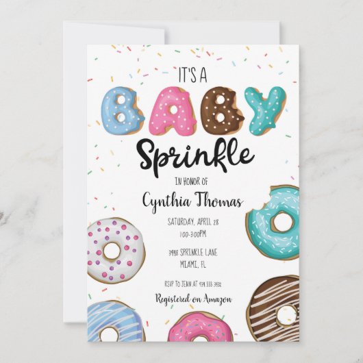 Donut Baby Sprinkle Invitation Kaart (Voorkant)