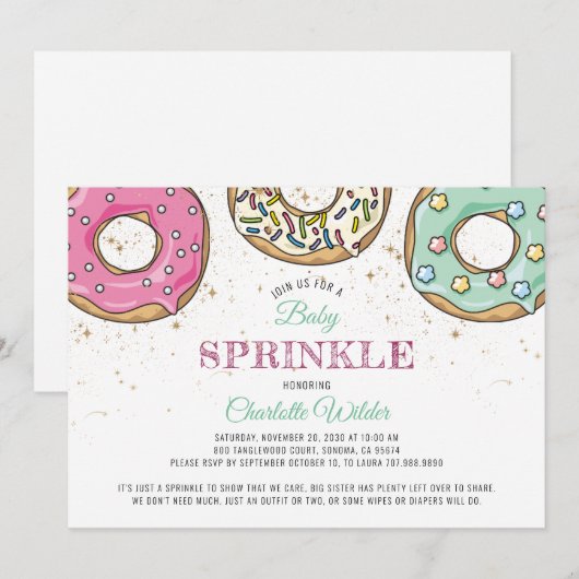 Donut Baby Sprinkle Kaart (Voorkant / Achterkant)