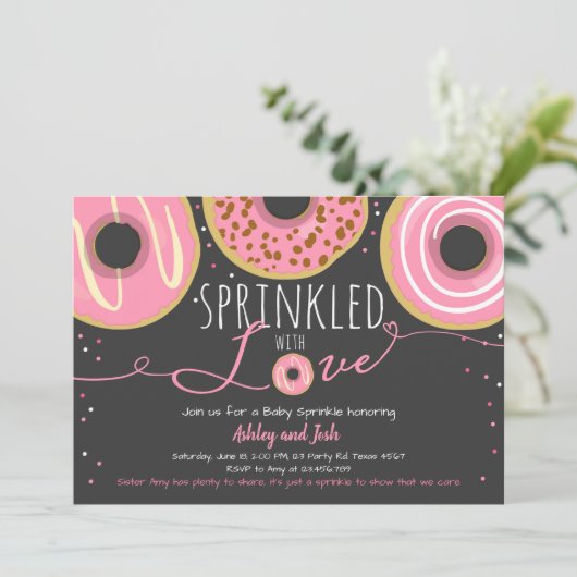 Donut Baby Sprinkle Roze Doughnut Girl Sprinkle Kaart (Staand voorkant)