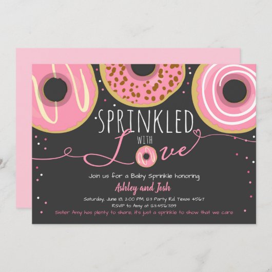 Donut Baby Sprinkle Roze Doughnut Girl Sprinkle Kaart (Voorkant / Achterkant)