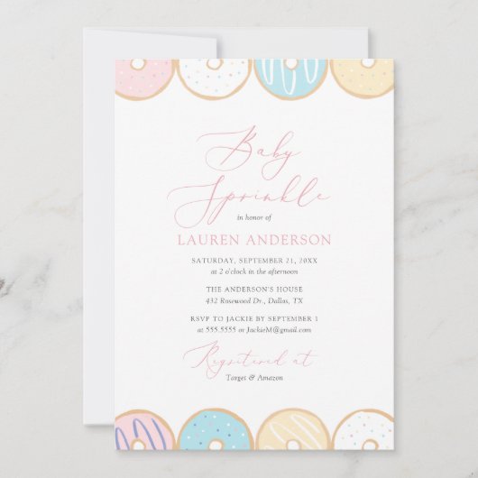 Donut Baby Sprinkle Uitnodiging (Voorkant)