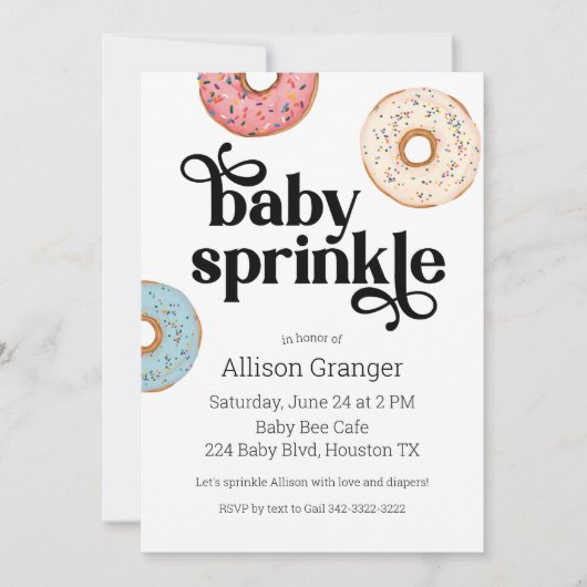 Donut Baby Sprinkle Uitnodiging (Voorkant)