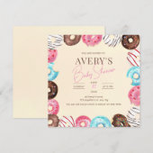 Donut Baby Sprinkle Uitnodiging, Donuts Baby Showe Kaart (Voorkant / Achterkant)