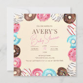 Donut Baby Sprinkle Uitnodiging, Donuts Baby Showe Kaart (Voorkant)