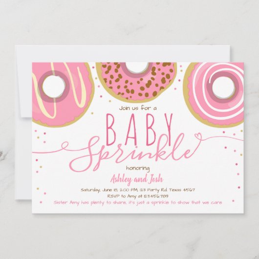 Donut Baby Strooi Roze Doughnut Meisje Strooi Kaart (Voorkant)