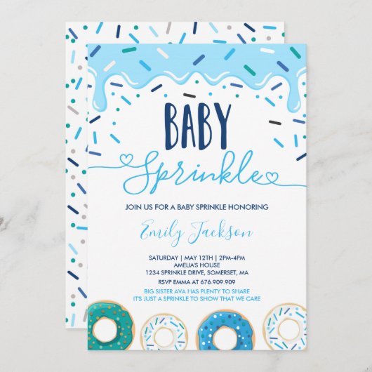 Donut Baby Strooi Uitnodiging Gestrooid Met Liefde (Voorkant / Achterkant)