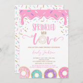 Donut Baby Strooi Uitnodiging Overgoten Met Liefde (Voorkant / Achterkant)