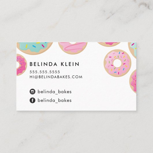DONUT BAKER LOGO schattig bakken confectie roze mu Visitekaartje (Achterkant)