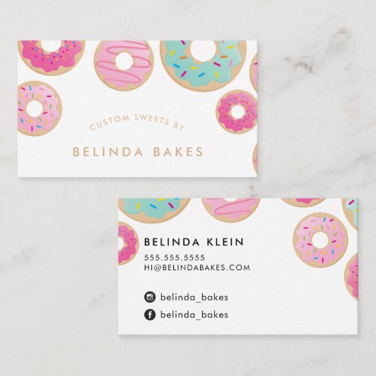 DONUT BAKER LOGO schattig bakken confectie roze mu Visitekaartje (Voorkant / Achterkant)