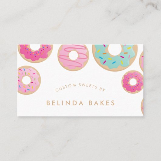 DONUT BAKER LOGO schattig bakken confectie roze mu Visitekaartje (Voorkant)