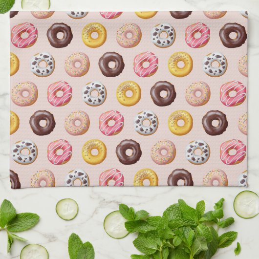 Donut Bakery Shop Patroon Theedoek (Gevouwen)