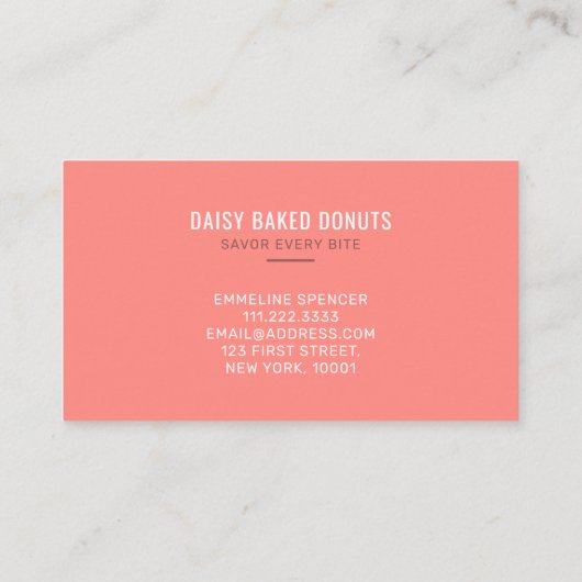 Donut Bakery Sweets Chef Desserts Visitekaartje (Achterkant)