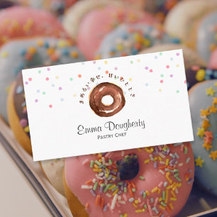 Donut Bakkerij Gebak Chef Watercolr Schattig Stroo Visitekaartje