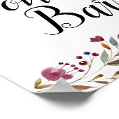 Donut Bar Burgundy Flowers Weddenschap Poster (Hoek)