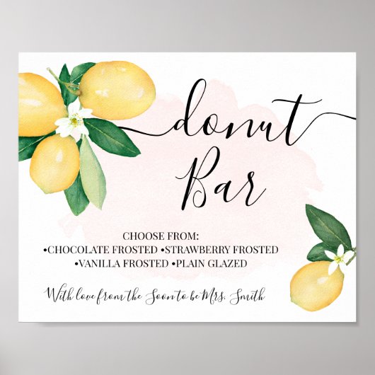 Donut Bar Feest Bruiloft Dameskransfeest Citroenen Poster (Voorkant)