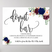 Donut bar party bruiloft receptie navy burgundy poster (Voorkant)