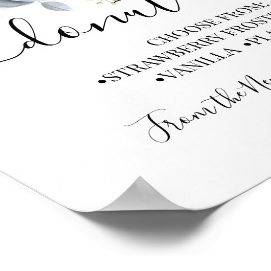 Donut Bar Sweets Table Wedding Reception Sign Poster (Hoek)