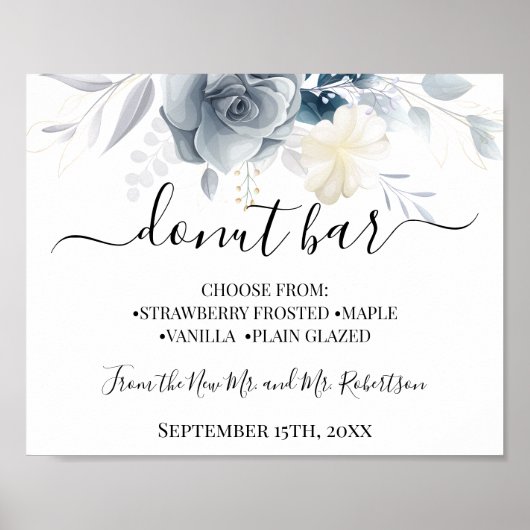 Donut Bar Sweets Table Wedding Reception Sign Poster (Voorkant)