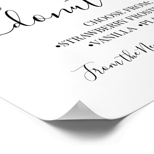 Donut Bar Sweets Table Wedding Reception Sign Poster (Hoek)