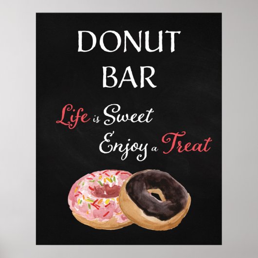 Donut Bar Wedding Sign. Life is Sweet Poster (Voorkant)