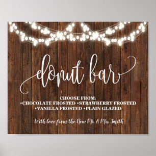 Donut Bar Westerse Bruiloft Huwelijksfeest Bord Poster