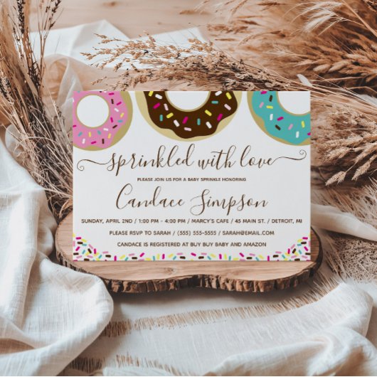 Donut Bestrooid Met Liefde Baby Sprinkle Kaart