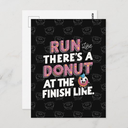 Donut bij de Finish Line Funny Fitness Motivation Briefkaart (Voorkant / Achterkant)