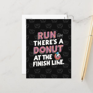 Donut bij de Finish Line Funny Fitness Motivation Feestdagenkaart