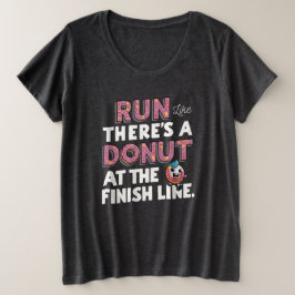 Donut bij de Finish Line Funny Fitness Motivation Grote Maat T-shirt