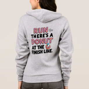 Donut bij de Finish Line Funny Fitness Motivation Hoodie